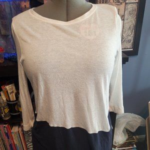 Mare St. Tropez St. Barth 3/4 Sleeve Color Block T-Shirt White And Navy Sz L